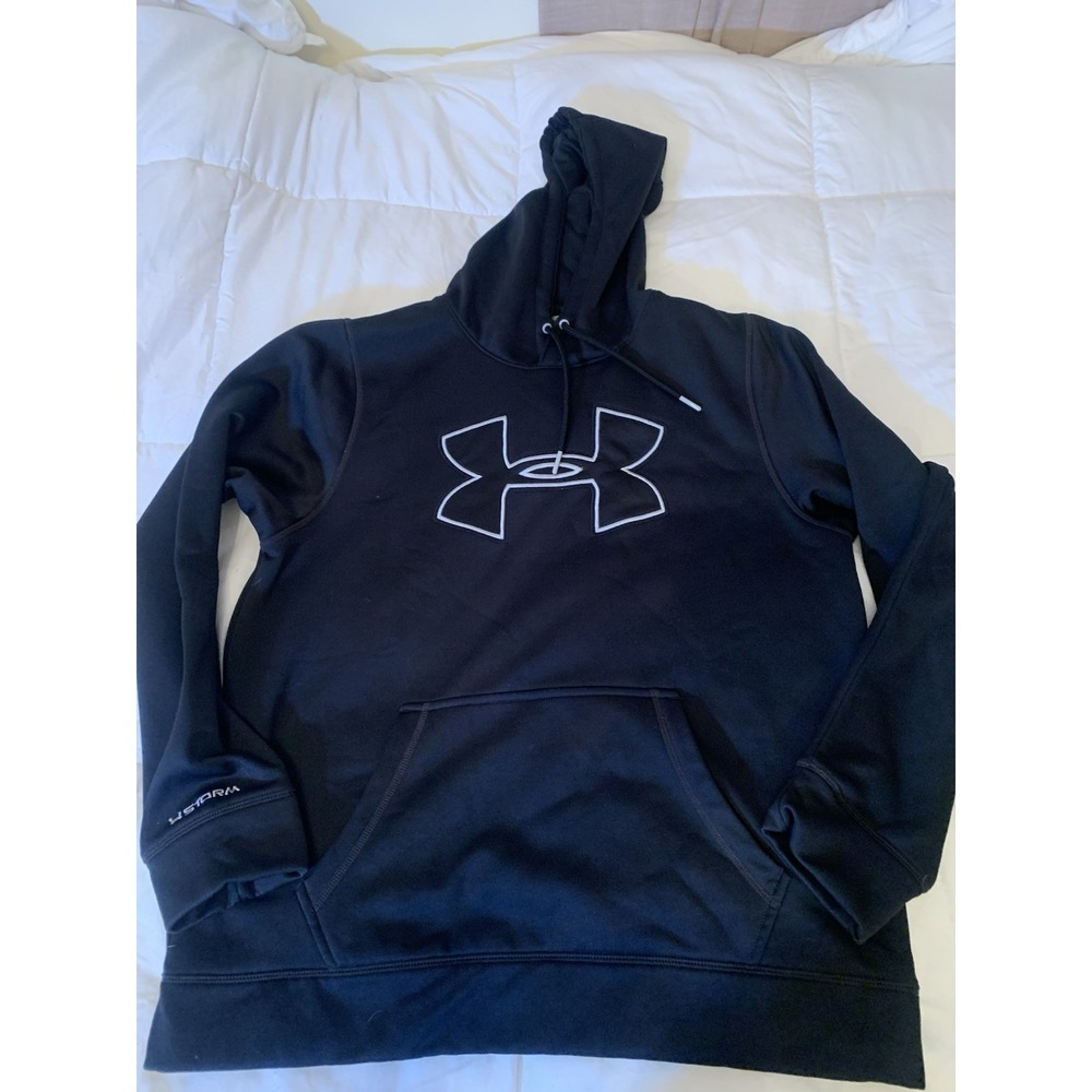 Under Armour Men's Hoodie Size L Black Loose Fit Fleece Pullover‎